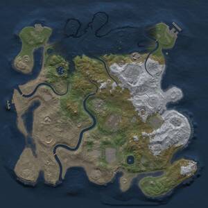 Thumbnail Rust Map: Procedural Map, Size: 3700, Seed: 1844151186, 15 Monuments