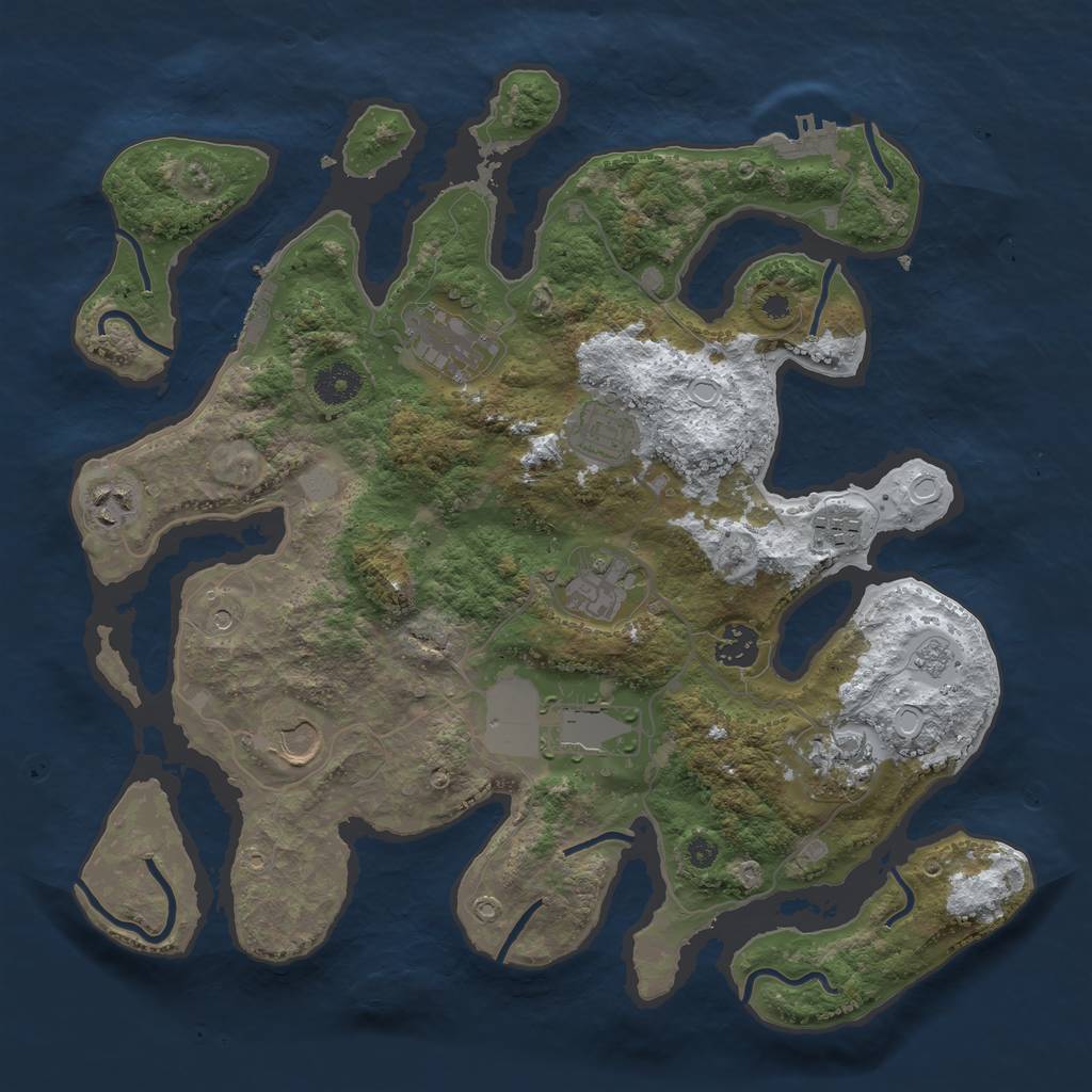 Rust Map: Procedural Map, Size: 3700, Seed: 1844151186, 18 Monuments