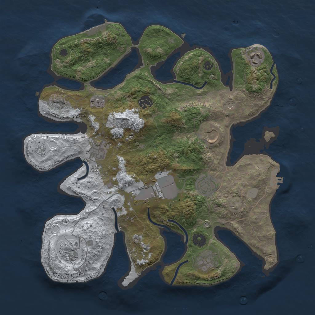 Rust Map: Procedural Map, Size: 3500, Seed: 721700198, 18 Monuments
