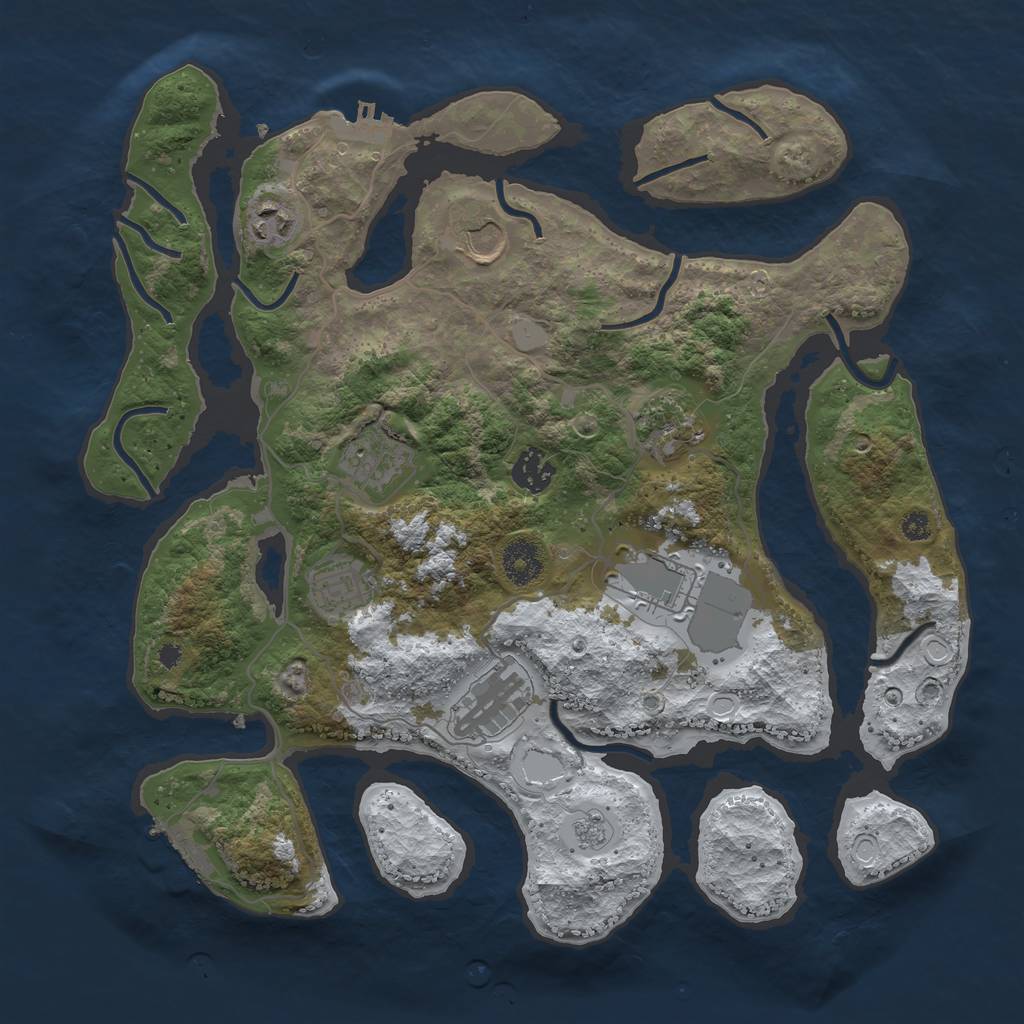 Rust Map: Procedural Map, Size: 3600, Seed: 716516235, 16 Monuments