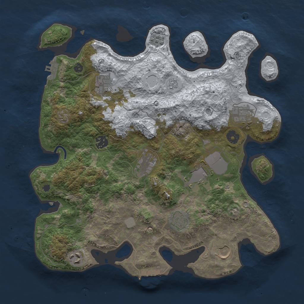 Rust Map: Procedural Map, Size: 3500, Seed: 3220229, 18 Monuments