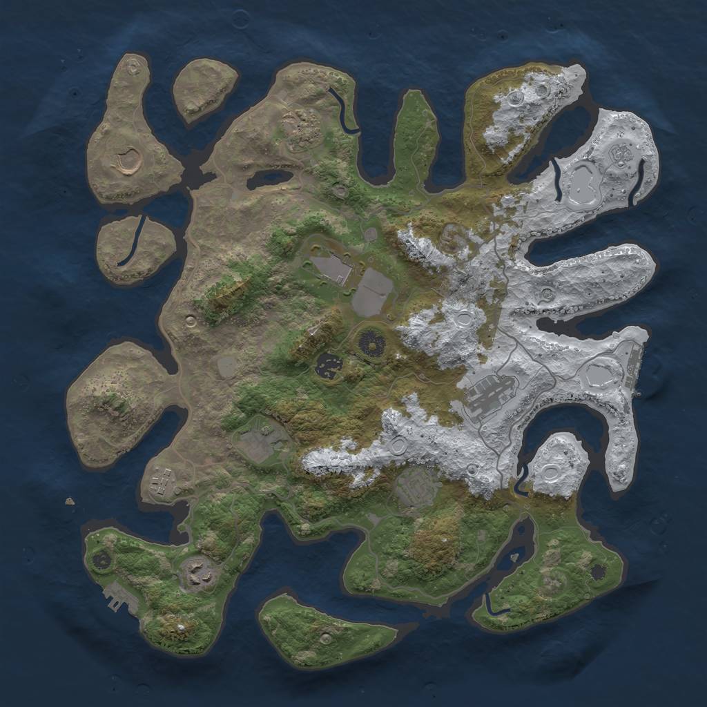 Rust Map: Procedural Map, Size: 4000, Seed: 1964125366, 18 Monuments