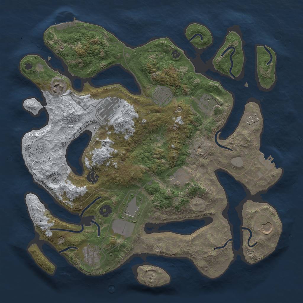 Rust Map: Procedural Map, Size: 3700, Seed: 100816564, 19 Monuments