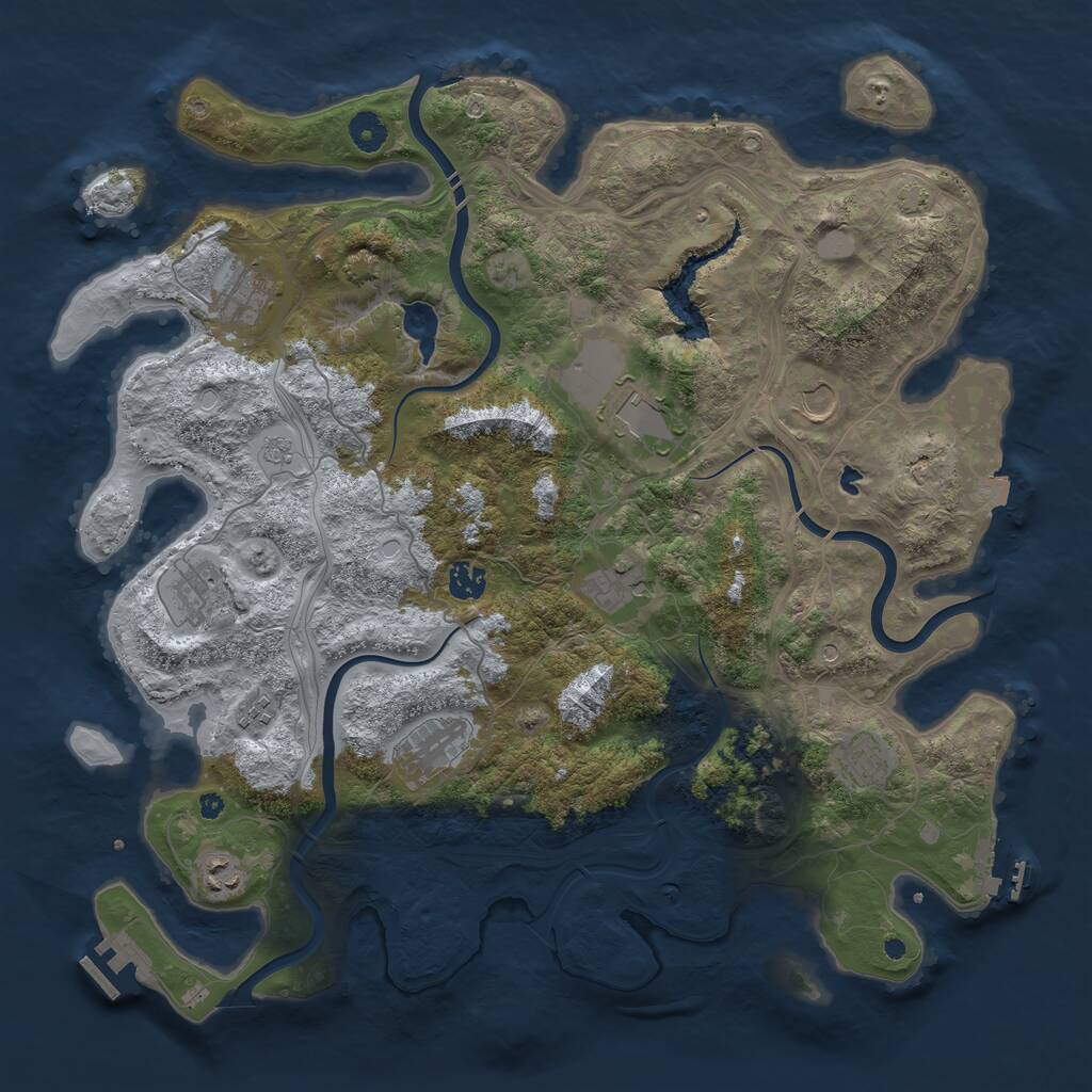 Rust Map: Procedural Map, Size: 4250, Seed: 288996, 16 Monuments