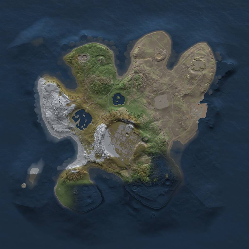 Rust Map: Procedural Map, Size: 2000, Seed: 9877, 4 Monuments