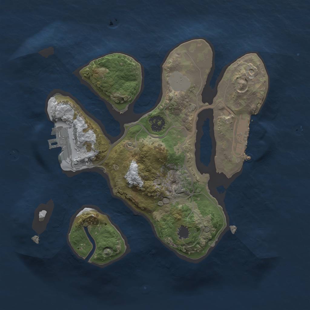 Rust Map: Procedural Map, Size: 2000, Seed: 9877, 7 Monuments