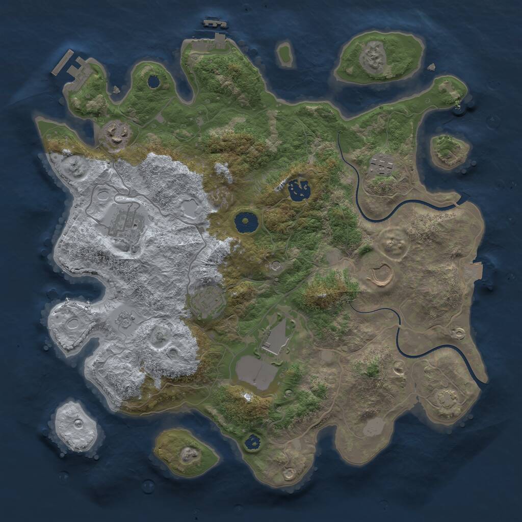 Rust Map: Procedural Map, Size: 3500, Seed: 1031779, 13 Monuments