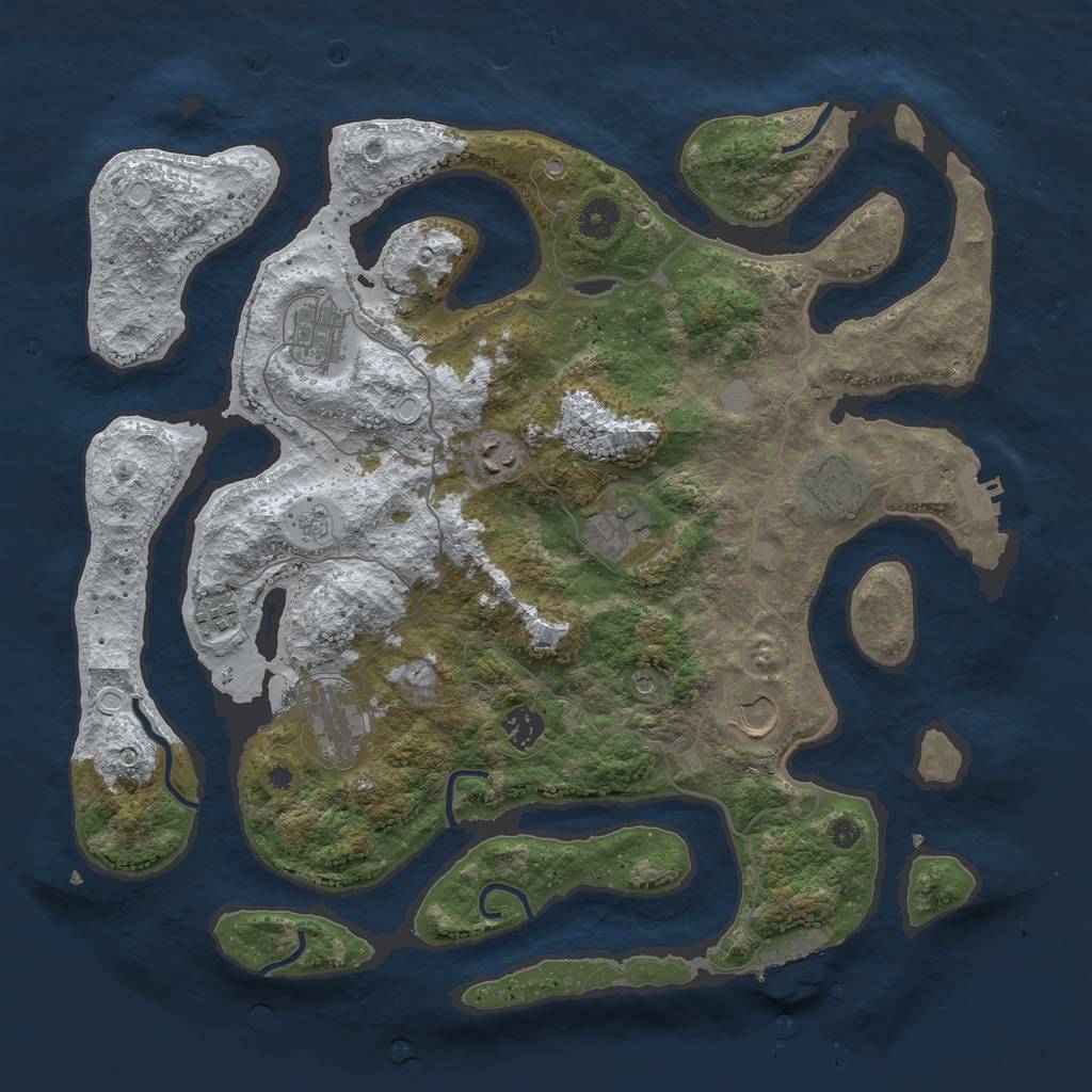 Rust Map: Procedural Map, Size: 4000, Seed: 77777, 17 Monuments