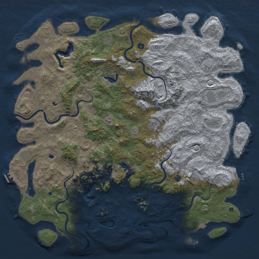 Rust Map: Procedural Map, Size: 6000, Seed: 634534, 17 Monuments