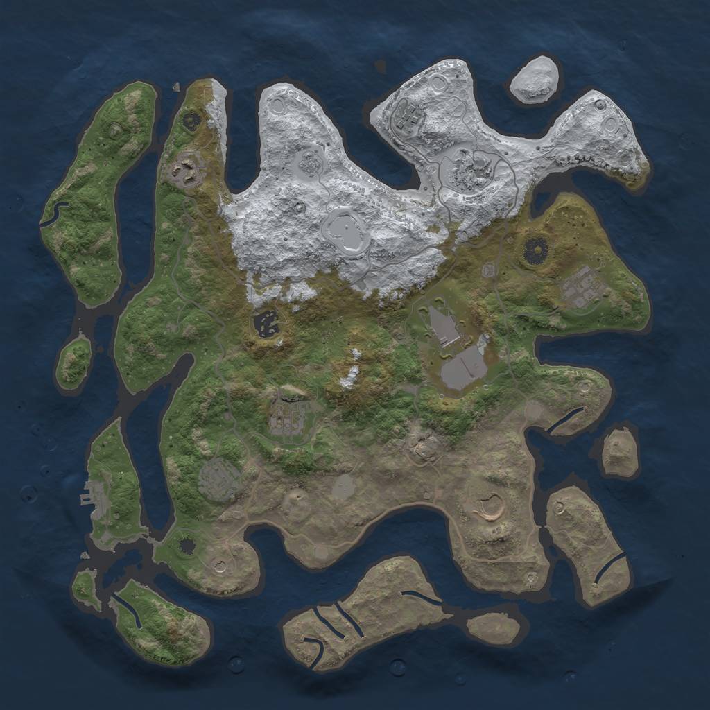 Rust Map: Procedural Map, Size: 4000, Seed: 551, 17 Monuments