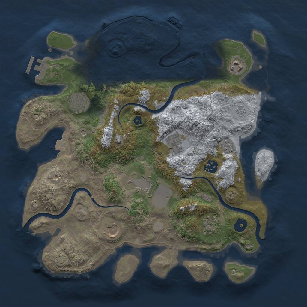 Rust Map: Procedural Map, Size: 3500, Seed: 1630656117, 14 Monuments