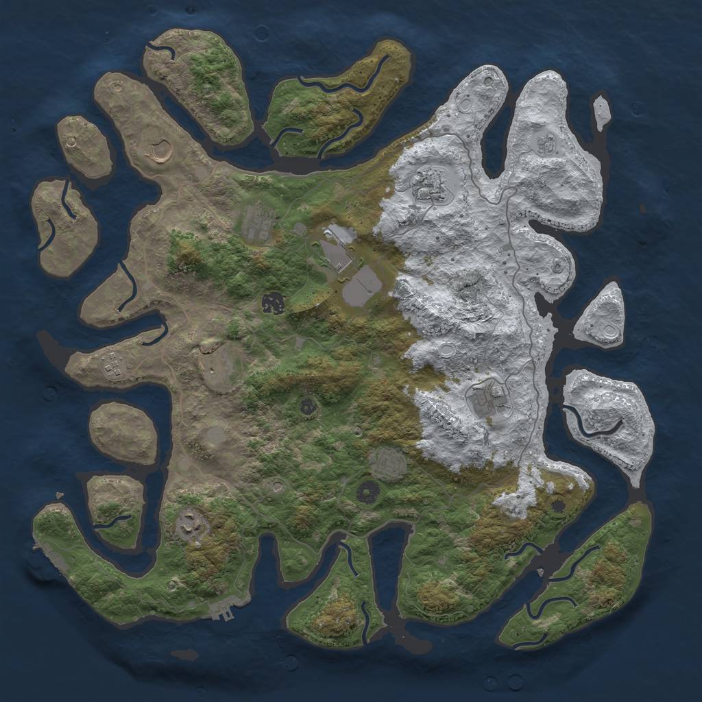 Rust Map: Procedural Map, Size: 4500, Seed: 135847, 19 Monuments
