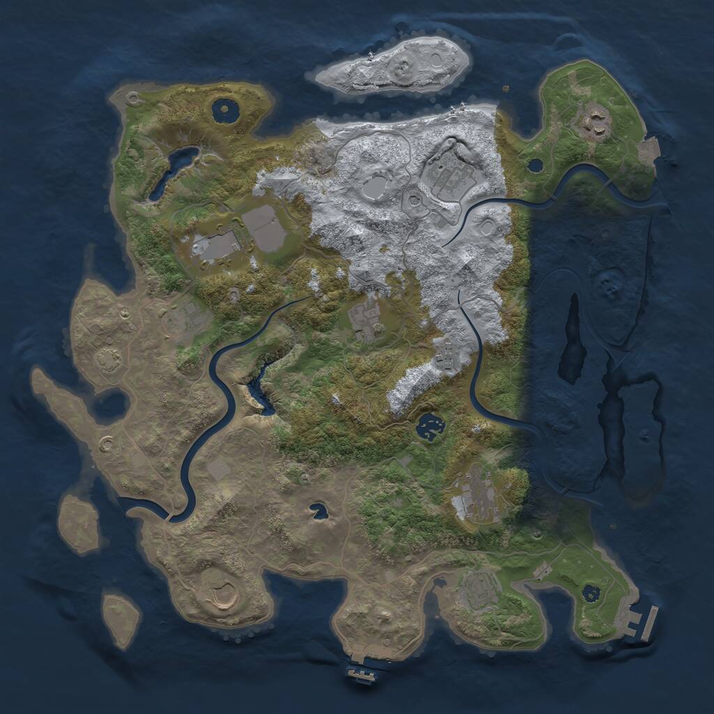 Rust Map: Procedural Map, Size: 4000, Seed: 1999108659, 15 Monuments