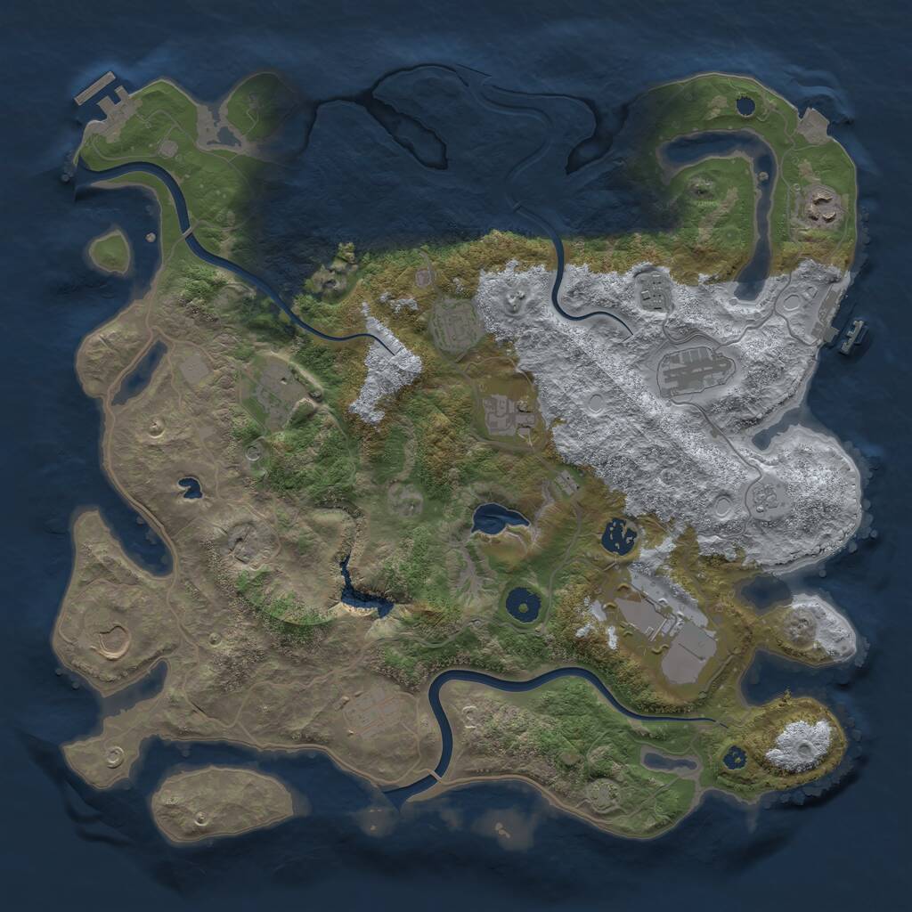 Rust Map: Procedural Map, Size: 4000, Seed: 1791984, 16 Monuments