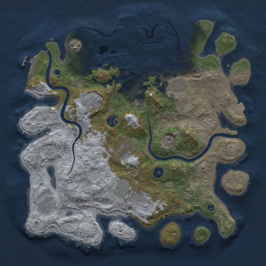 Rust Map: Procedural Map, Size: 3750, Seed: 420696, 15 Monuments