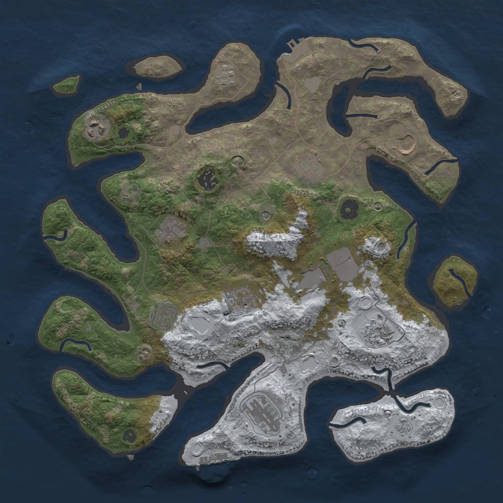 Rust Map: Procedural Map, Size: 3850, Seed: 884600566, 20 Monuments