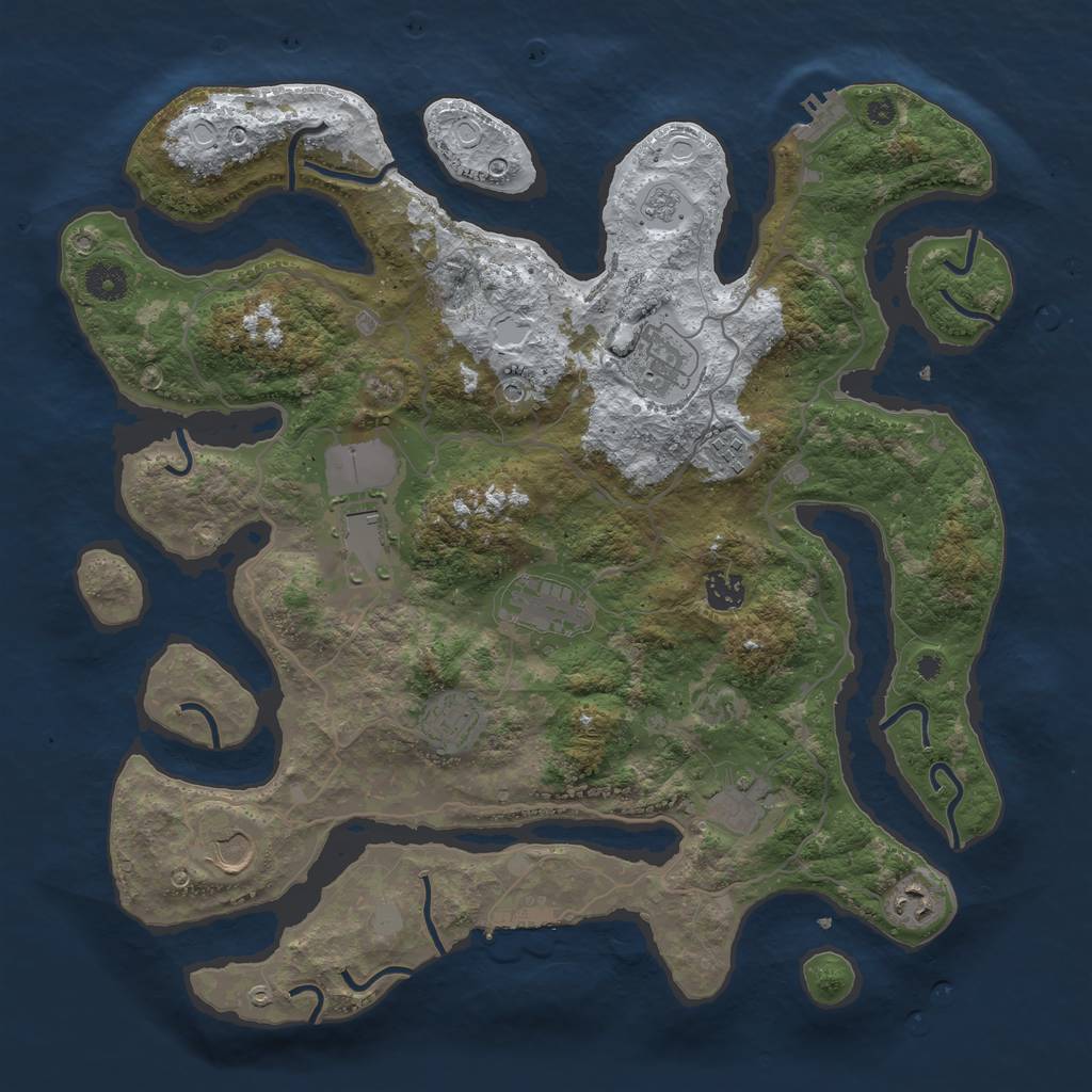 Rust Map: Procedural Map, Size: 4000, Seed: 1165985536, 18 Monuments