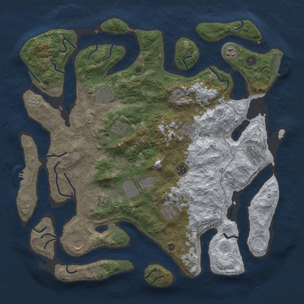 Rust Map: Procedural Map, Size: 4500, Seed: 777143890, 20 Monuments