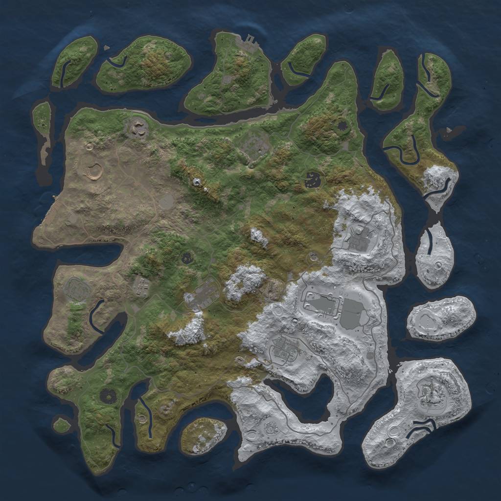 Rust Map: Procedural Map, Size: 4500, Seed: 894105897, 20 Monuments