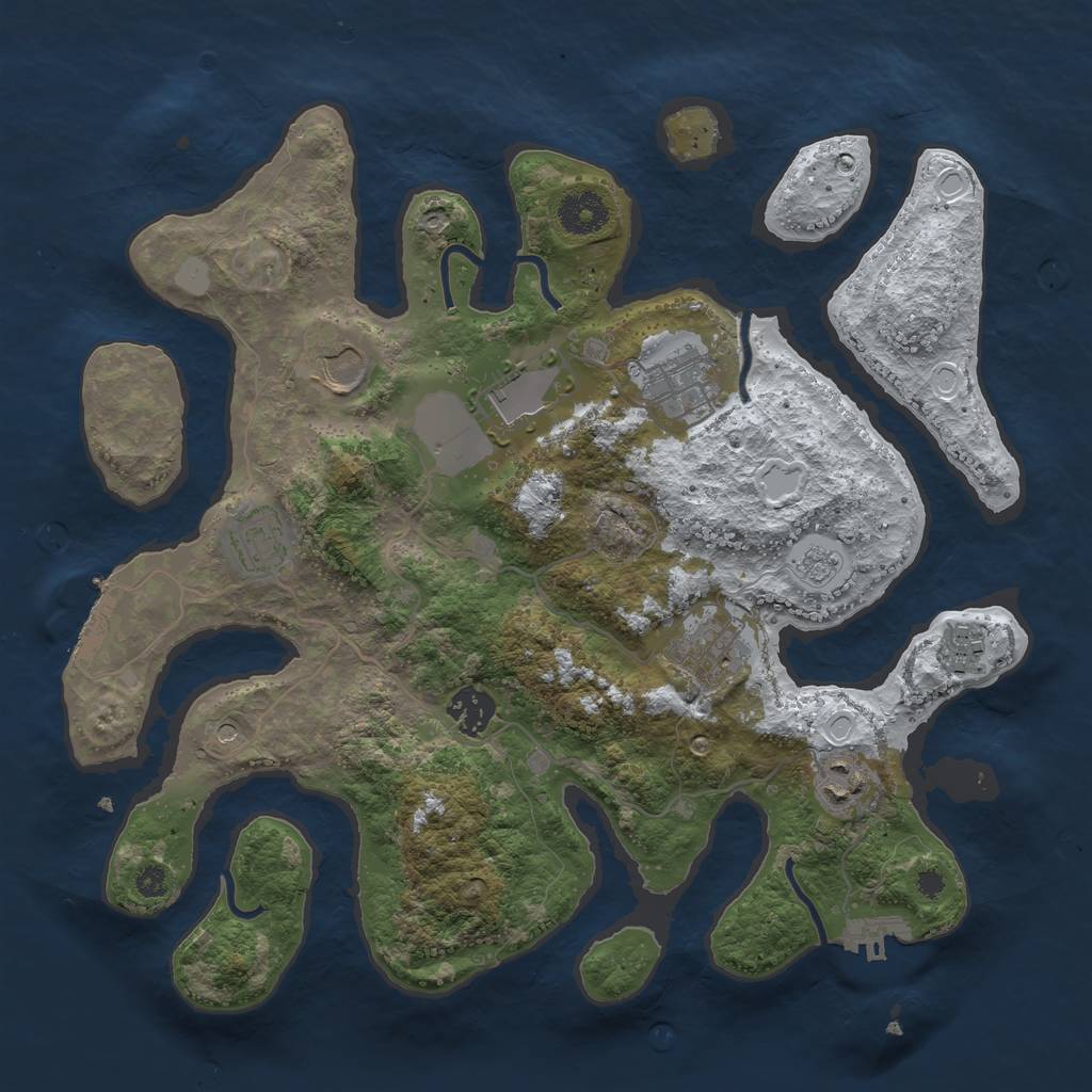 Rust Map: Procedural Map, Size: 3500, Seed: 170834544, 17 Monuments