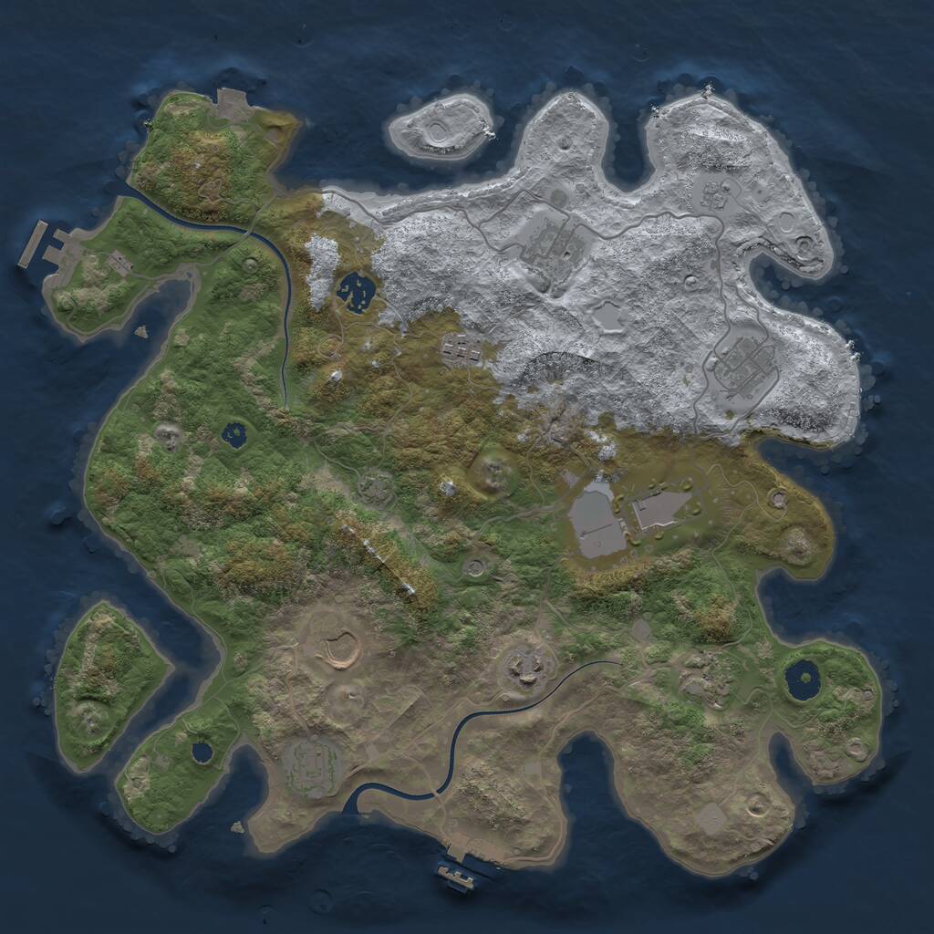 Rust Map: Procedural Map, Size: 3750, Seed: 3652341, 15 Monuments