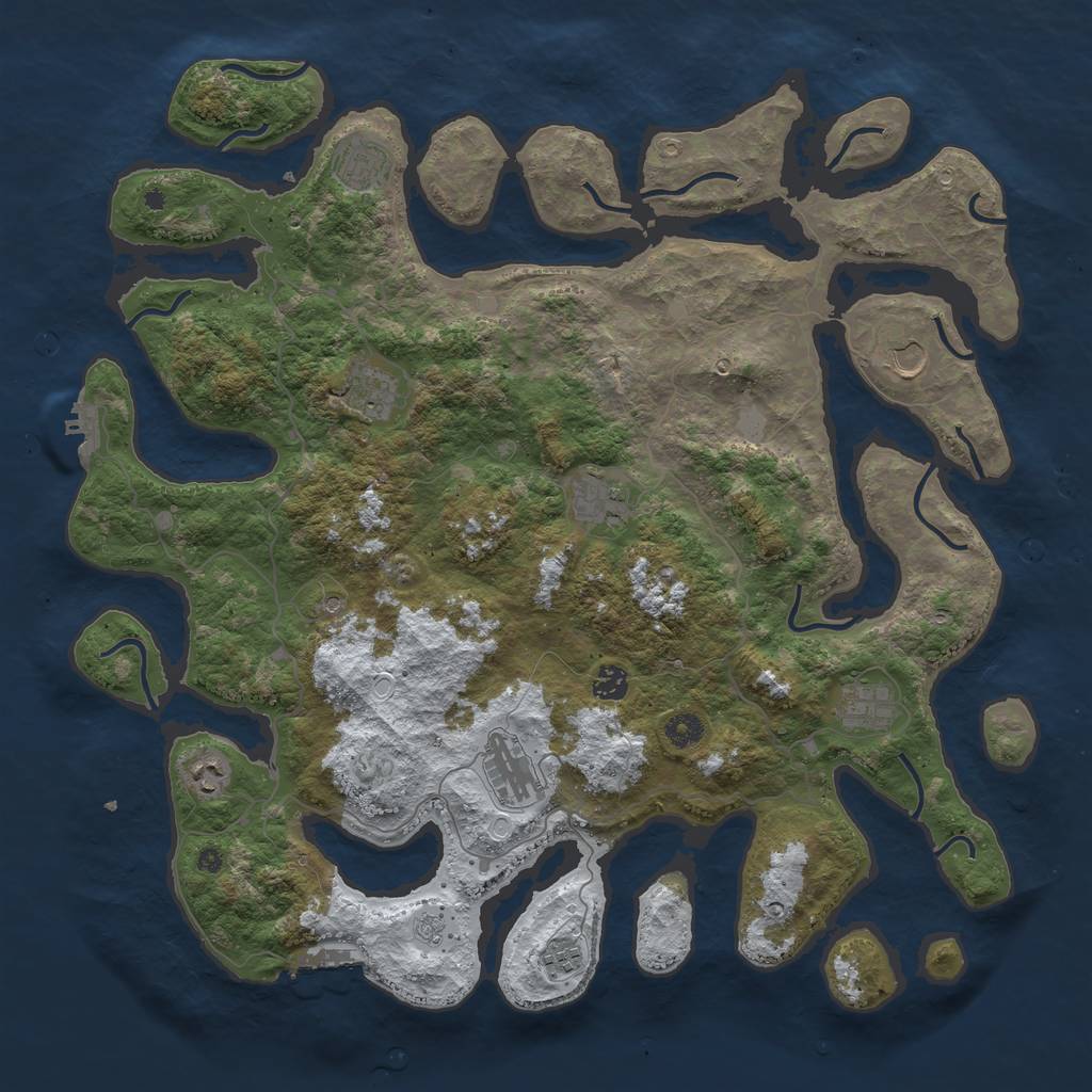 Rust Map: Procedural Map, Size: 4500, Seed: 98765, 18 Monuments