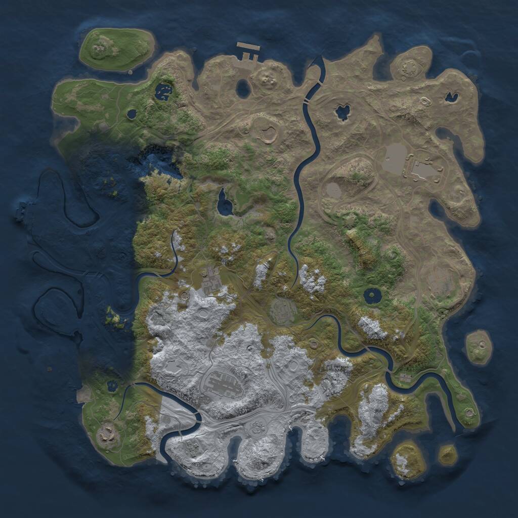 Rust Map: Procedural Map, Size: 4500, Seed: 98765, 16 Monuments