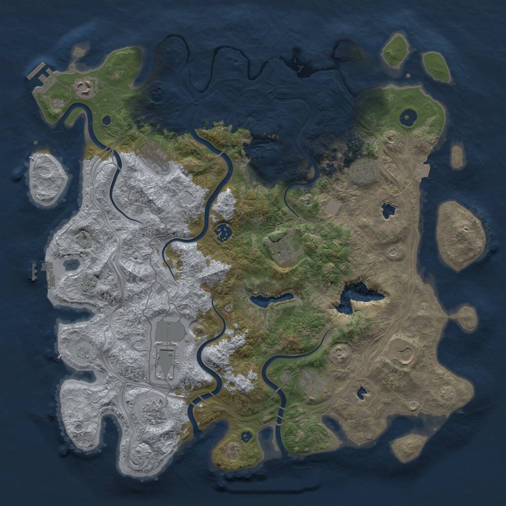 Rust Map: Procedural Map, Size: 4500, Seed: 45612, 16 Monuments