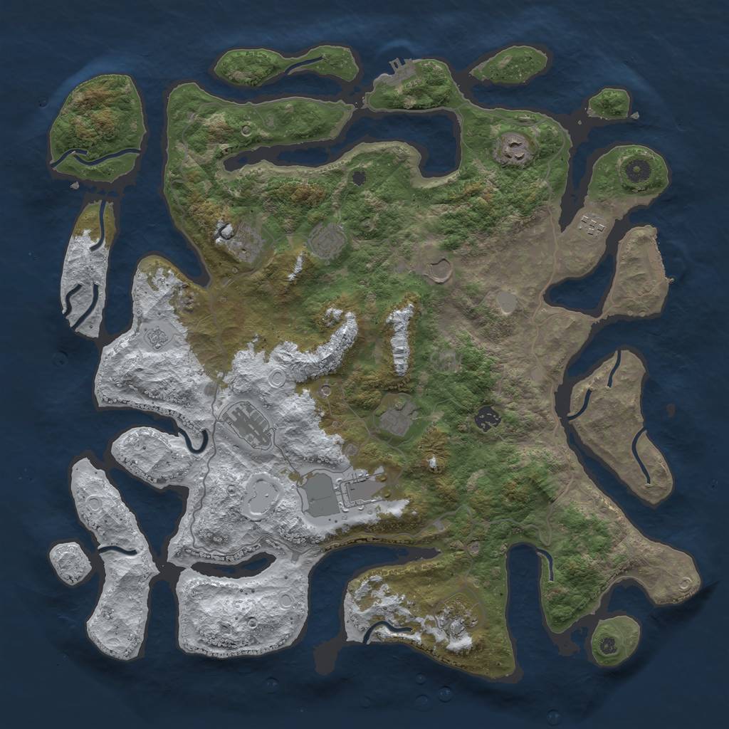 Rust Map: Procedural Map, Size: 4500, Seed: 5994405, 19 Monuments