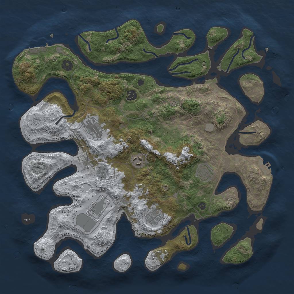 Rust Map: Procedural Map, Size: 4000, Seed: 1247, 16 Monuments