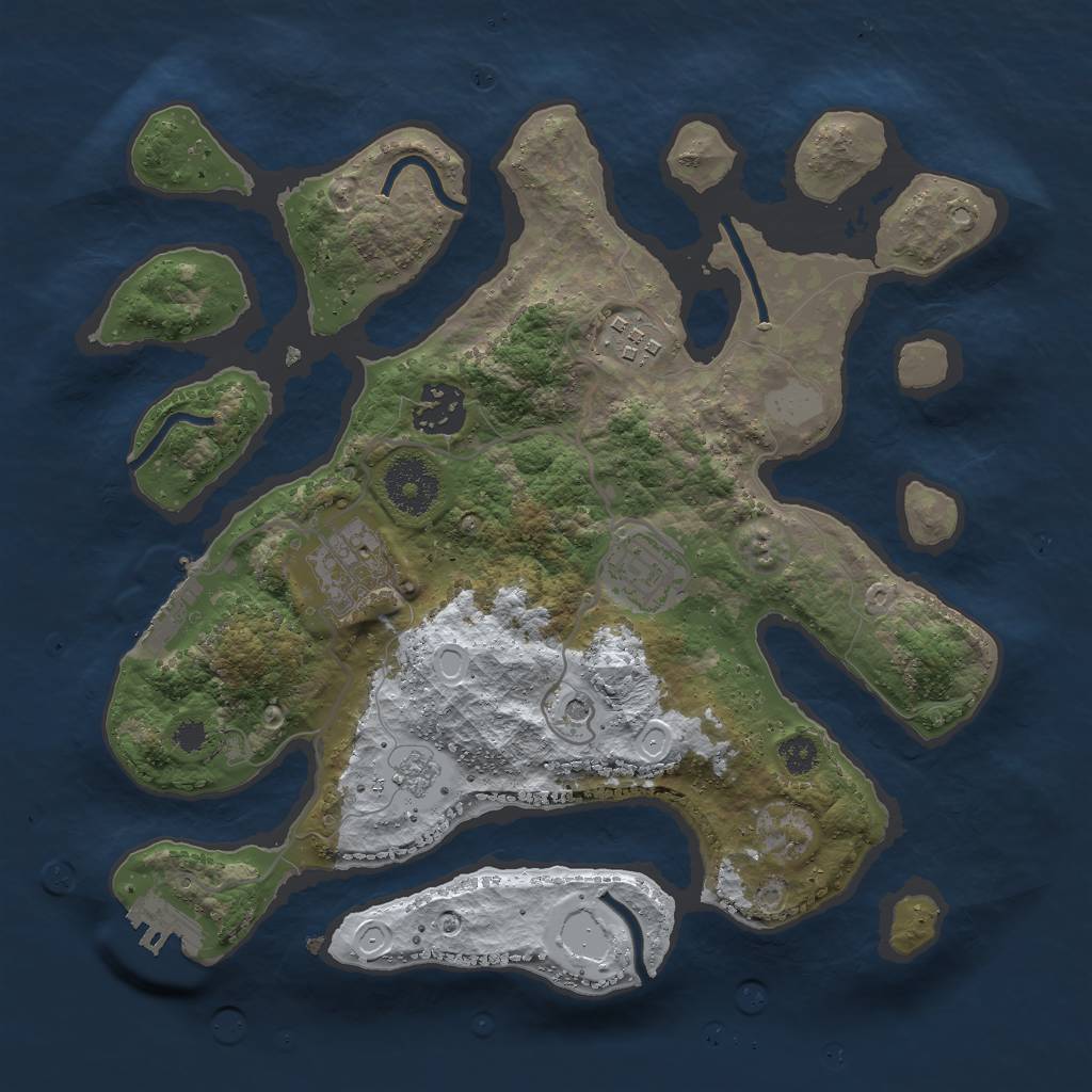 Rust Map: Procedural Map, Size: 3000, Seed: 353524, 13 Monuments