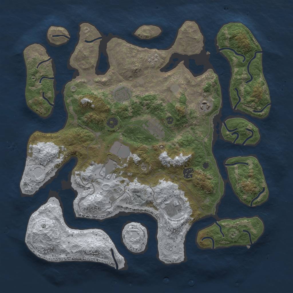 Rust Map: Procedural Map, Size: 4000, Seed: 984639, 14 Monuments