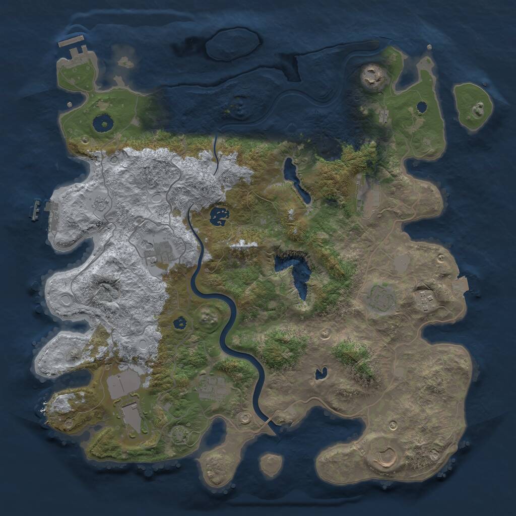Rust Map: Procedural Map, Size: 4000, Seed: 6, 15 Monuments