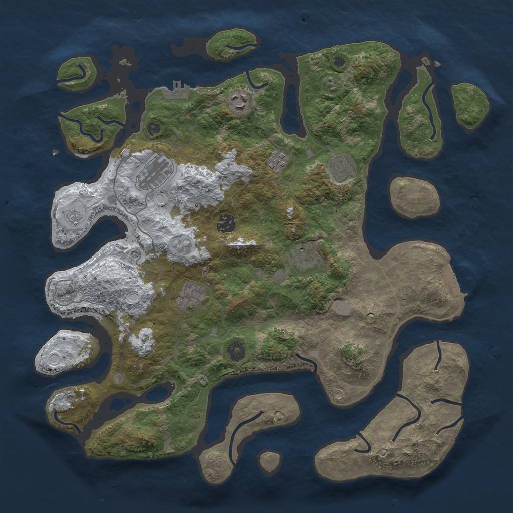 Rust Map: Procedural Map, Size: 4000, Seed: 6, 16 Monuments