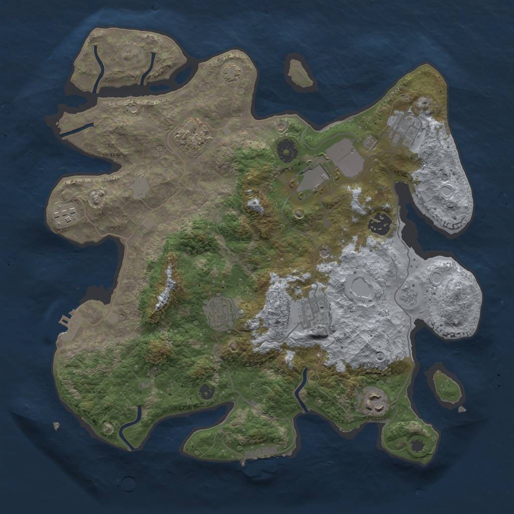 Rust Map: Procedural Map, Size: 3500, Seed: 3221, 16 Monuments