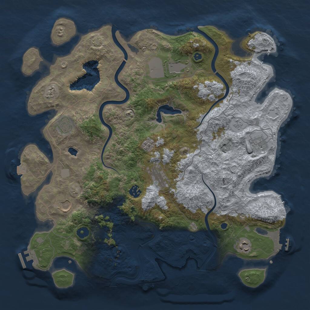 Rust Map: Procedural Map, Size: 4000, Seed: 616187, 14 Monuments