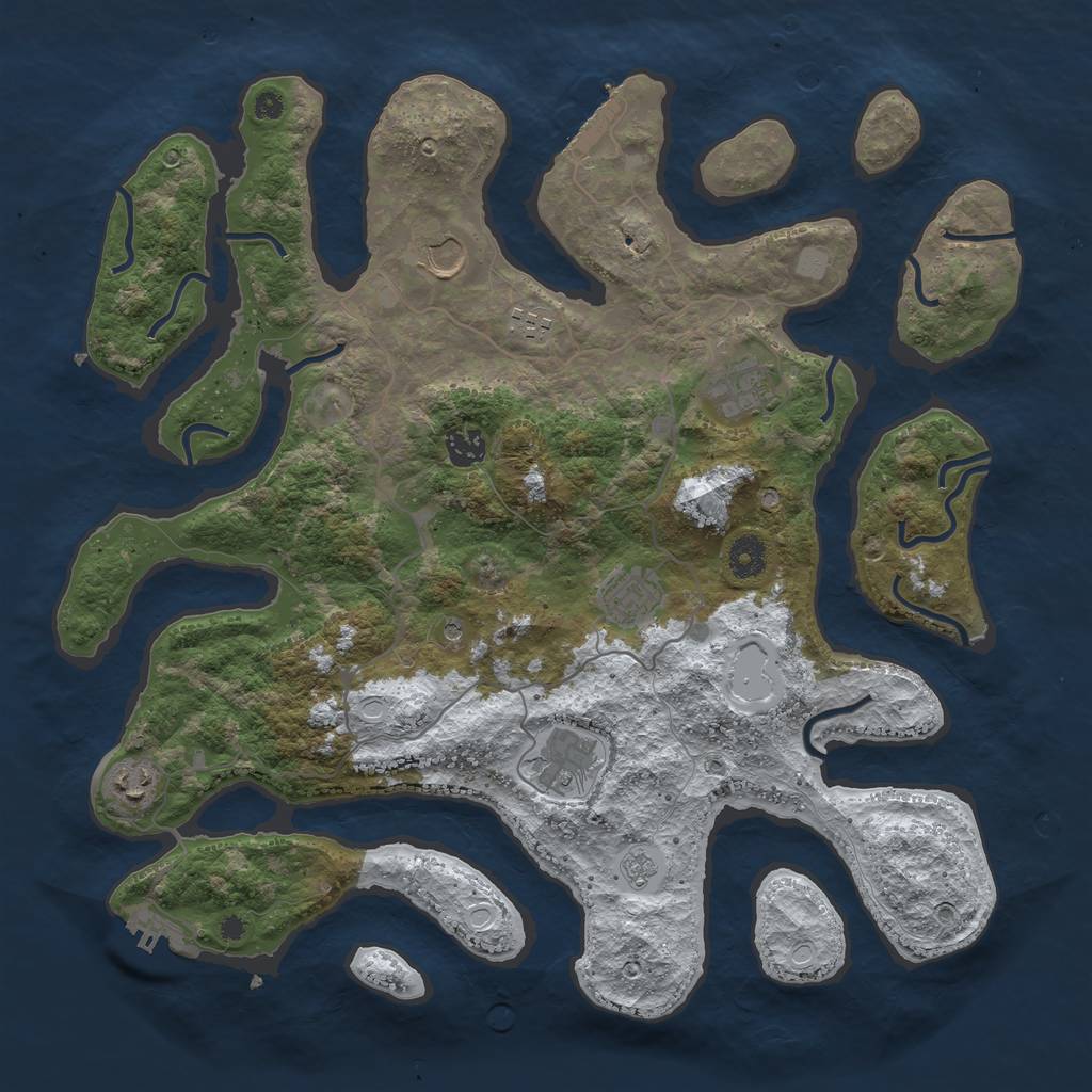 Rust Map: Procedural Map, Size: 4000, Seed: 612662, 16 Monuments