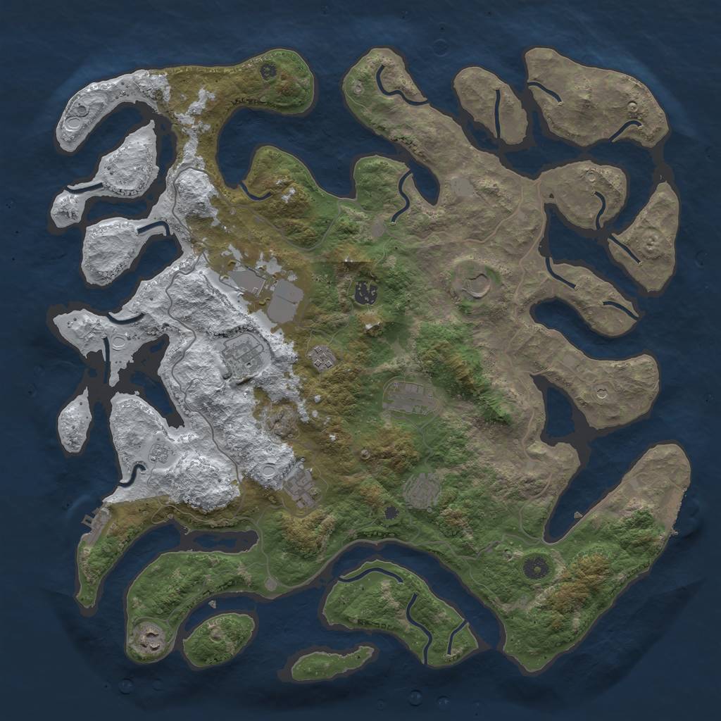 Rust Map: Procedural Map, Size: 4500, Seed: 4352, 18 Monuments