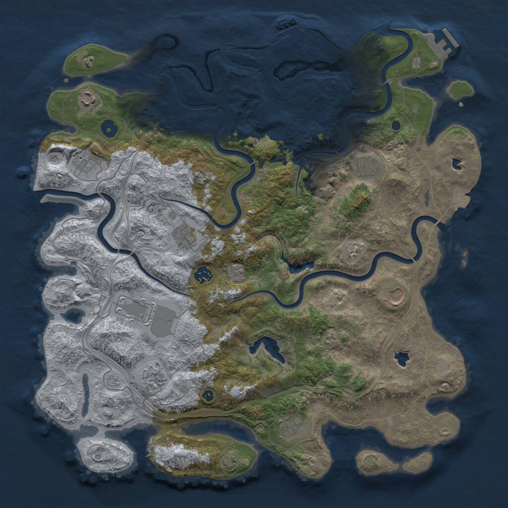 Rust Map: Procedural Map, Size: 4500, Seed: 1404225581, 16 Monuments