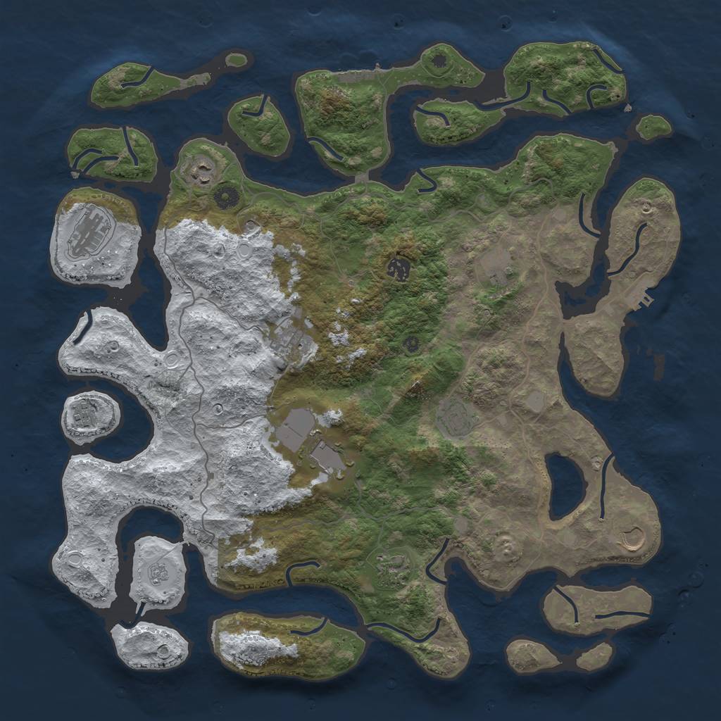 Rust Map: Procedural Map, Size: 4500, Seed: 1404225581, 19 Monuments