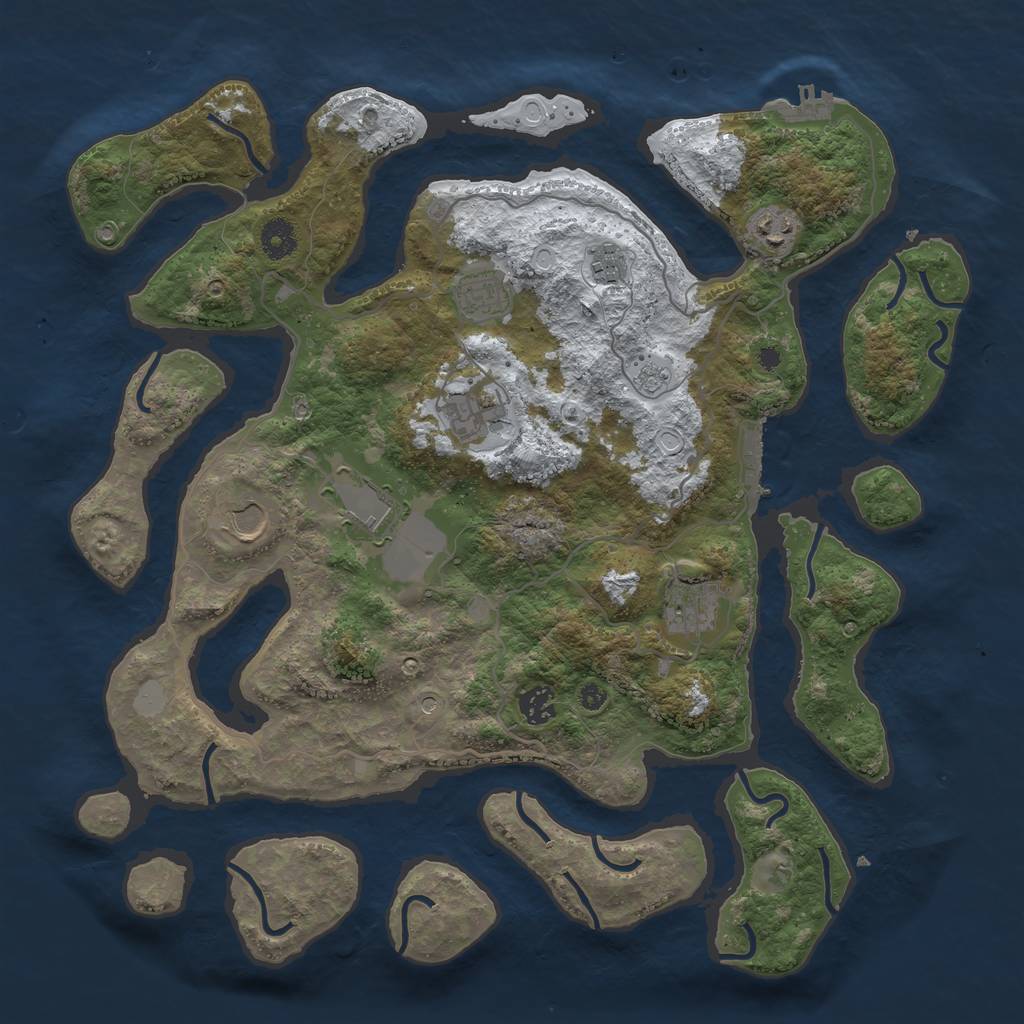 Rust Map: Procedural Map, Size: 4000, Seed: 293607, 17 Monuments
