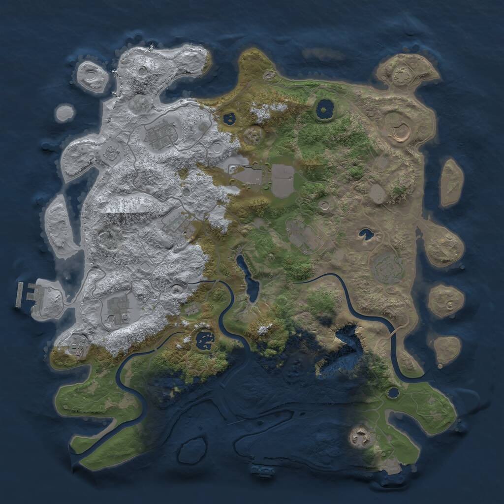 Rust Map: Procedural Map, Size: 4000, Seed: 874242, 16 Monuments