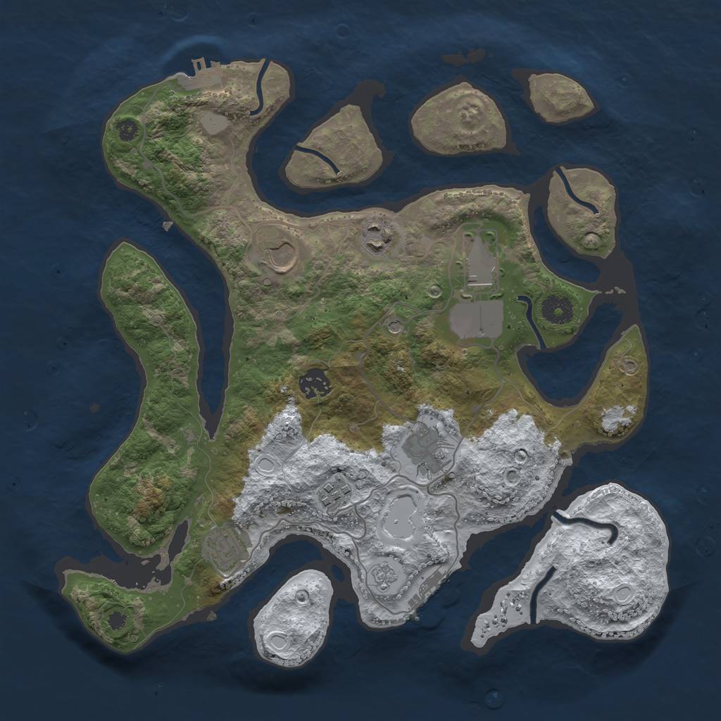 Rust Map: Procedural Map, Size: 3500, Seed: 22251, 16 Monuments