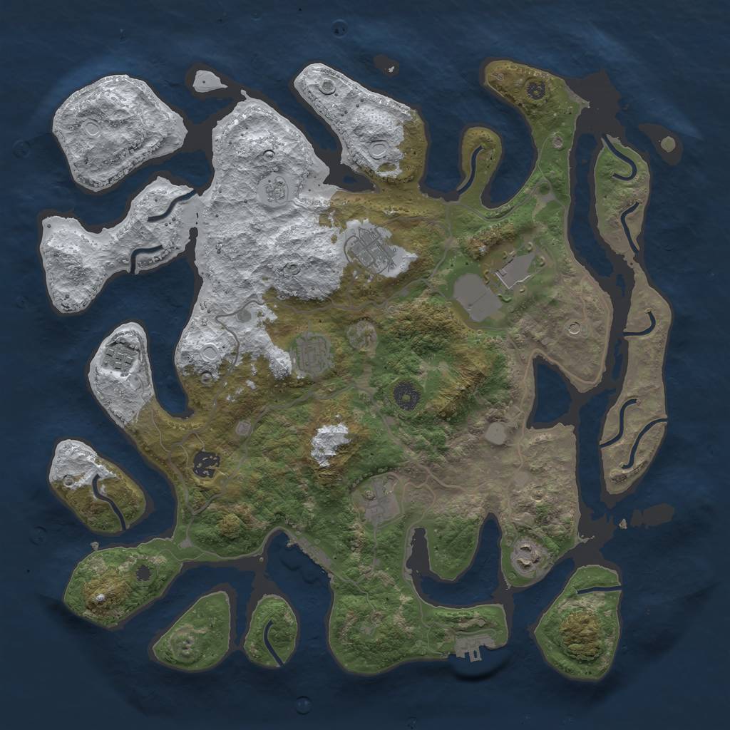 Rust Map: Procedural Map, Size: 4000, Seed: 718902, 16 Monuments