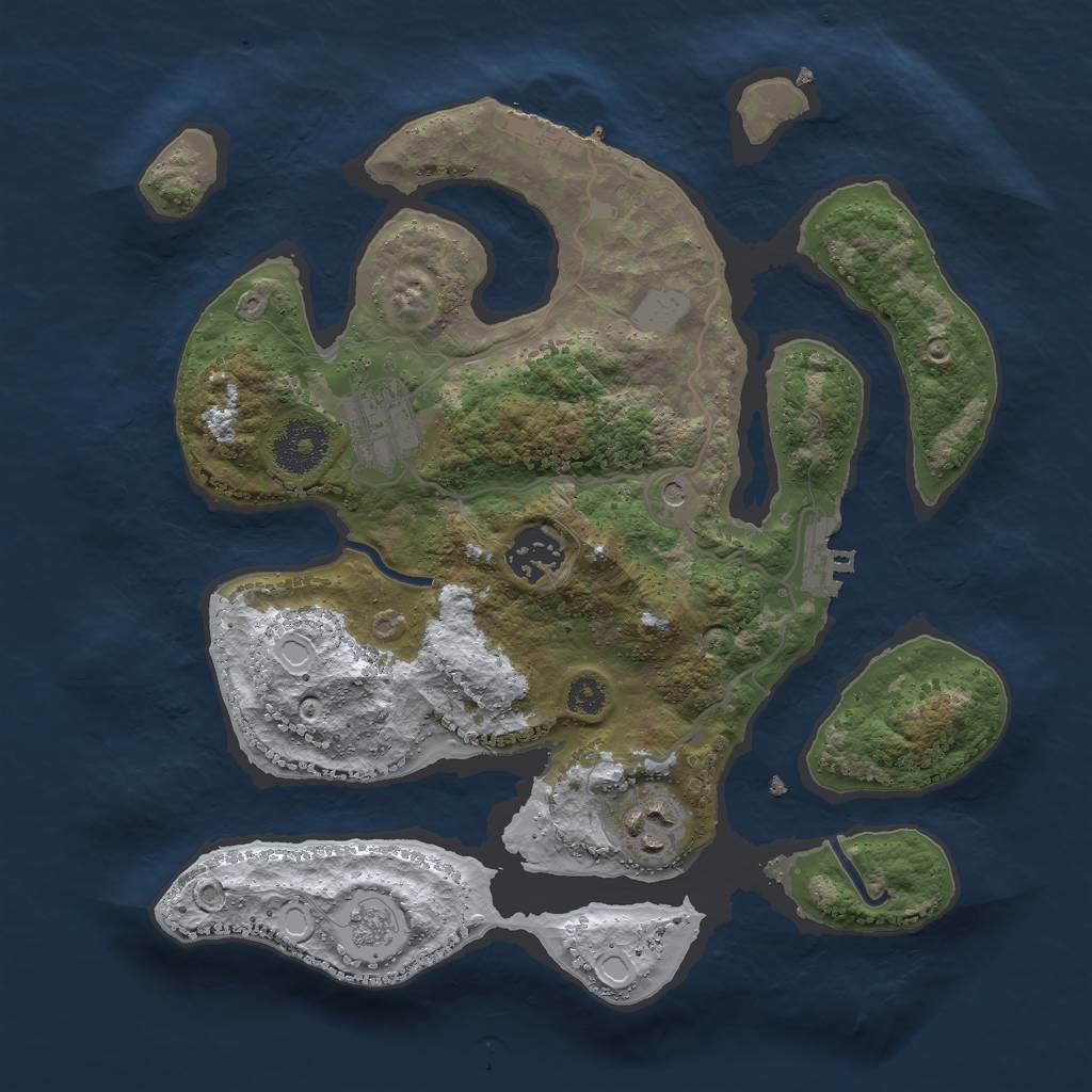 Rust Map: Procedural Map, Size: 3000, Seed: 711085664, 12 Monuments