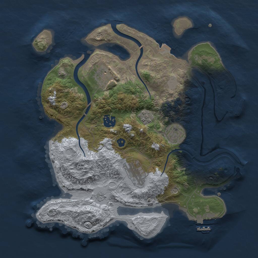 Rust Map: Procedural Map, Size: 3000, Seed: 711085664, 10 Monuments