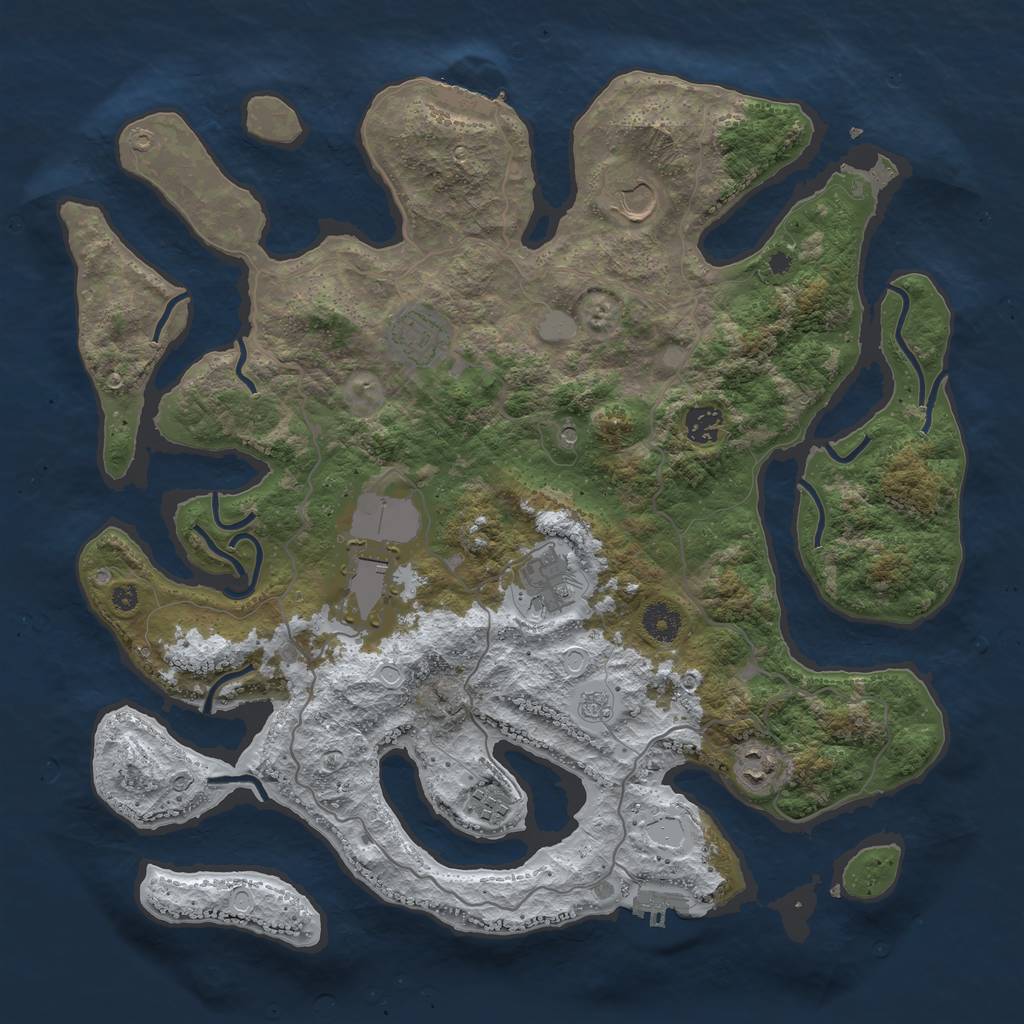 Rust Map: Procedural Map, Size: 4000, Seed: 891890, 16 Monuments