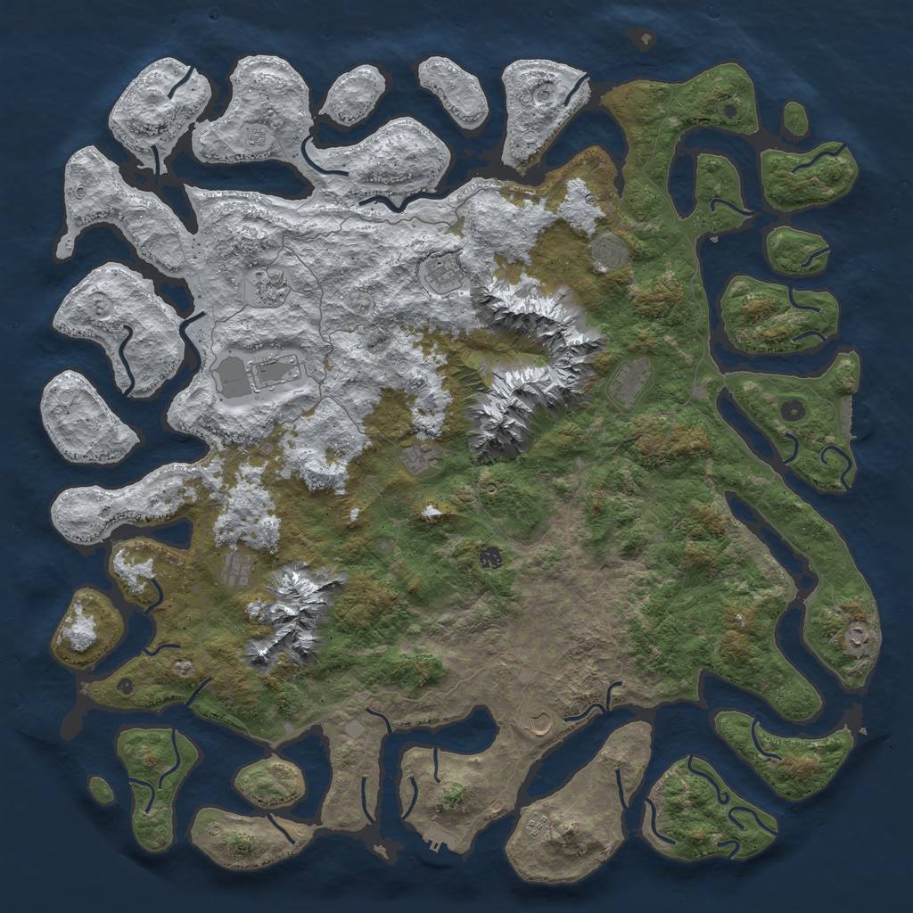 Rust Map: Procedural Map, Size: 6000, Seed: 124695871, 20 Monuments