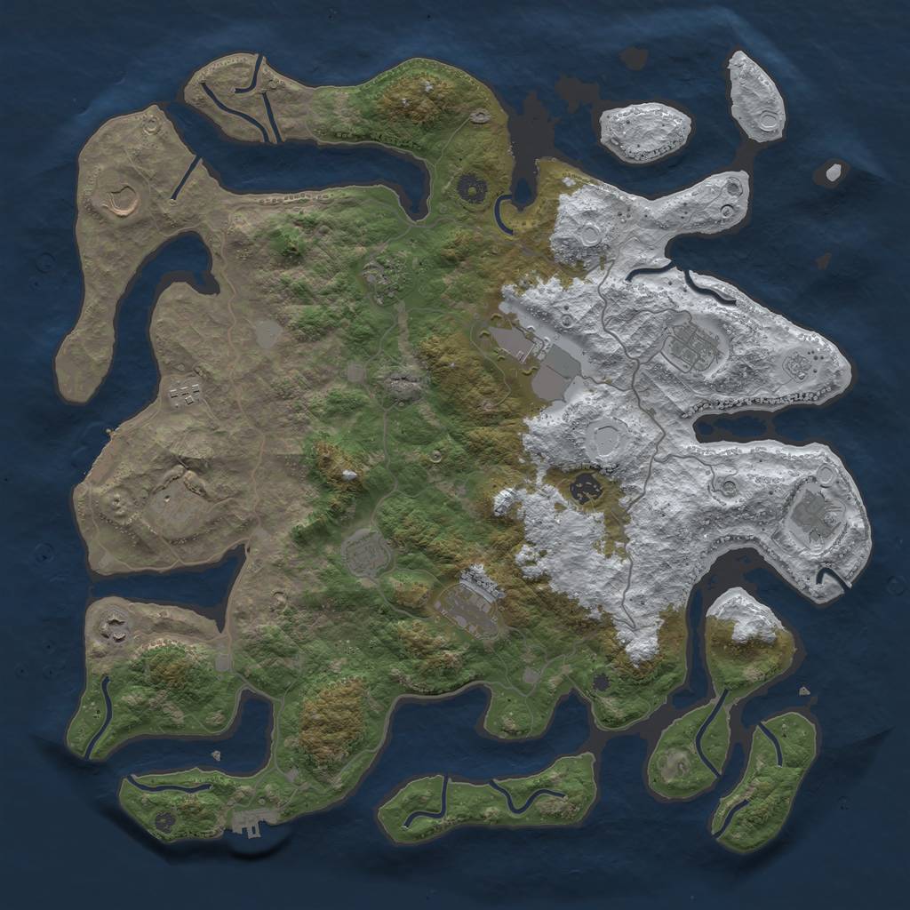 Rust Map: Procedural Map, Size: 4500, Seed: 975570, 20 Monuments