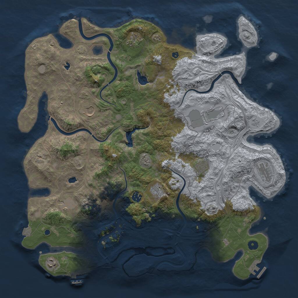 Rust Map: Procedural Map, Size: 4500, Seed: 975570, 16 Monuments